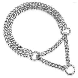 Dog Collars Pet Metal Martingale Pinch Collar For Dogs Adjustable Stainless Steel Training Double Link Plated Choke Chain