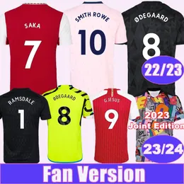 2023 24 SAKA WHITE Mens Soccer Jerseys 22 23 PEPE TIERNEY GABRIEL ODEGAARD SMITH ROWE MARTINELLI MARQUINHOS G. JESUS Home Away 3rd Joint Edition Football Shirts