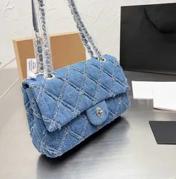 10A Luxury Women Bag Designer CC Bags Shoulder Handbags purses Channel Flap Vintage Handbag Dark Blue Denim Silver Chain Hardware Should