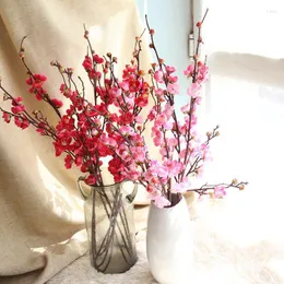 Decorative Flowers 4pcs Artificial Fake Plum Blossom Floral Bouquet White Red Pink For Wedding Pography Background Wall Home Decoration