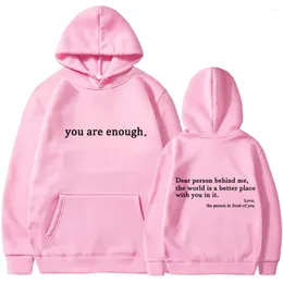 Mäns hoodies kära person bakom mig hoodie världen är en bättre plats huva tröja mental hälsa tröjor unisex vara snäll topp