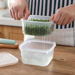 Förvaringsflaskor Box Frukt Vegetabilisk köksgadget Försluten färskvarad dränering Basket Tvätt Matbehållare