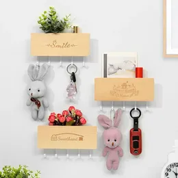 Hooks Rails Brand Creative Wood Hook Coat Printed Room Organisers Storage Box Nyckel Holder Wall Home Decoration Accessories Hanger 230721