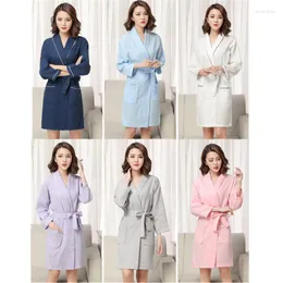 Women's Sleepwear Nightgown Ladies Kimono Cotton Waffle Bathrobes Men And Women Absorbent Thin Bridal Robes Loose Sexy Nightwear