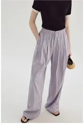 Women's Pants MOLAN Summer Basic Versatile Straight Leg Slacks Women High Waist Thin Loose Wide Trousers