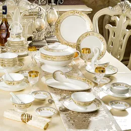 Organificazione da tavolo di lusso set di piastre in ceramica in porcellana da pranzo da 58 pezzi