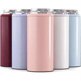 12-Unzen-Thermosbär-Dosenkühler, vakuumisolierte Tassen, doppelwandiger Becherkühler aus 304-Edelstahl, Cola-Skinny-Dosenkühler 201204259n