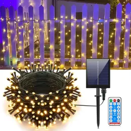 7m/12m/22m 8 modalità Indoor Outdoor Solar Garden Led String Fairy Light 100 200 LED Ghirlanda impermeabile Grande pannello solare Lampada Decorazione albero di Natale e batteria solare