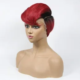 Pixie Cut Wigs Hair Short 150 180 Density Adjustable Lace 360x1 #350 Giner Color Bug 1B/27 Black Women