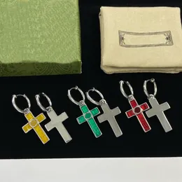 Luksusowy projektant Dangle żyrandol kolczyki Inkrustowanie G LIST 3 Kolorowe kolczyki krzyżowe dla kobiet modne kolce uszy biżuteria Prezent ślubny z pudełkiem