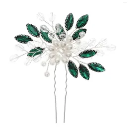 Hair Clips Green Horse Eyes Rhinestone Hairpin Handmade Pearl & Acrylic Beads Headdress For Thick Curly Styling Decorative Ly