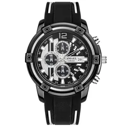 SMAEL Relogio Masculino Smael Cinturino in caucciù Orologio al quarzo moda uomo SL-9081 quadrante fine Pulsante pin 30M Orologio da polso impermeabile295v