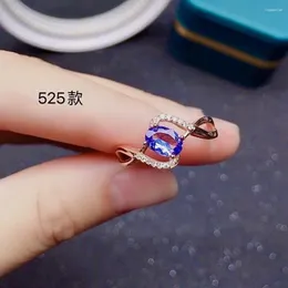 Cluster Rings Elegant Silver Tanzanite Ring For School Girl 0.7ct 5mm 7mm Natural 925 Jewelry