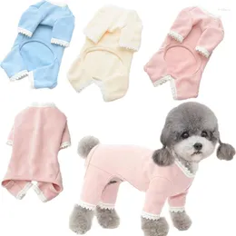 Собачья одежда чистая хлопчатобумажная одежда Голубая розовая бежевая кружевные толщины кошачьи собаки