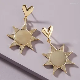 Baumelnde Ohrringe CHIAO Vergoldete Mond-Sonne-Burst-Metalltropfen-Damenmode-Statement-Ohrringe
