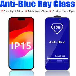 10d Anti-blue Light Full Cover Tempered Glass Phone screen protector for iphone 15 14 13 12 11 mini pro max xr xs 6 7 8 Plus Samsung A14 a24 a34 a54 anti-glare film