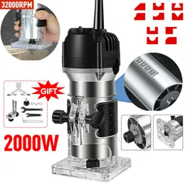 Joiners 2000w 32000r Wood Router Tool Combo Kit Electric Woodworking Hines Power Carpentry Manual Trimmer Tools with Milling Cutter