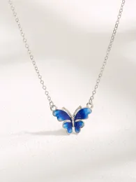 2023 Vente chaude S925 Sterling Silver New Blue Butterfly Collier en Europe et en Amérique Mode féminine Collier haut de gamme