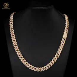 Gra Pass Diamond Tester Silver Cuban Link Chain Wide 2rows 925 Solid Moissanite Diamond 8mm-20mm Conjunto de Jóias Colares Hip Hop