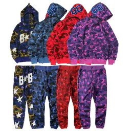 Full Zip mens oversize designer shark spider felpa con cappuccio donna felpe luminose Camouflage squalo felpe con cerniera felpa con cappuccio top 42 colori M-XXXL ba020w