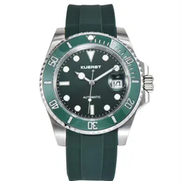 NEW Kuerst Men watches Luminous Water proof Automatic movement Sapphire glass Sports rubber strap Green face Wristwatches2700
