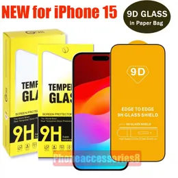 9D Tempererat glasskydd för iPhone 15 14 13 12 Pro Max XR XS X Samsung A73 A53 A33 A23 A13 iPhone15 -glas med detaljhandelspaket