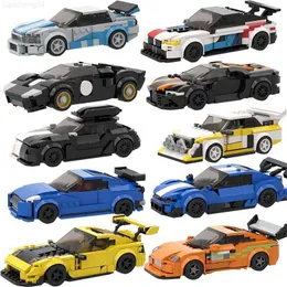 Blocchi MOC Speed Champions Auto da corsa Modello sportivo Set di garage Blocchi di costruzione Famosi corridori Città Veicolo Tecnica Mattoni fai da te Giocattoli L230724