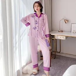 Kadın pijama baskı çiçek uykusu seti yaz pijamalar takım elbise için lady seksi gece kıyafetleri ile düğmeler ile gündelik pijamalar dökmek femme iç çamaşırı 230721