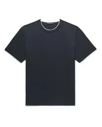 Designer Men t-skjorta med kontrast trim längs kragen och manschetten loro piana mäns svarta bomull-jersey t-shirt korta ärmar toppar sommar t-shirt