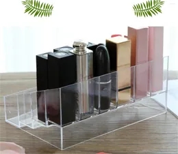 Caixas de armazenamento transparente 24 grades organizador de batom e vitrine de cosméticos suporte para pincel de maquiagem de esmalte