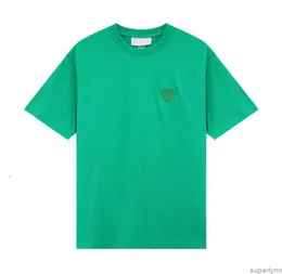 Women Op 23SS Shirt Designer Men Amis T Summer Short Sleeve Ees Heart Embroidery EE Bekväma Mens Par - -tröja Casual 12 Färger 9pm4