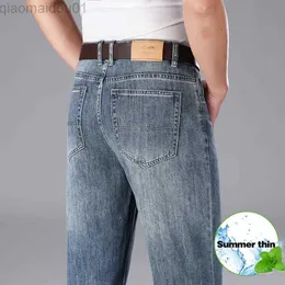 Pantalones vaqueros clásicos de verano para hombre, pantalones vaqueros rectos holgados y finos, pantalones Cargo de lujo a la moda de negocios, pantalones vaqueros elásticos, marca masculina L230724