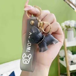 Keychains Lanyards Classic French Punk Bulldog Keychain Men Car Tassel Key Ring Holder Pitbull Pendant Bag Llaveros Mujer Jewelry accessories J230724