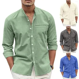 Camisas casuais masculinas Moda primavera e verão masculina Sólida para férias social respirável Tops grandes