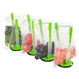 100Pcs Adjustable Non Slip Storage Bag Holder Bag Clip Hands-Free Plastic Hands Baggy Rack Sandwichs Bag Racks Kitchen Gadget