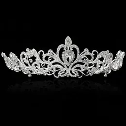 Brilhantes cristais de prata tiaras de casamento com miçangas coroas de noiva joias com diamantes strass bandana acessórios de cabelo baratos concurso tiara220y