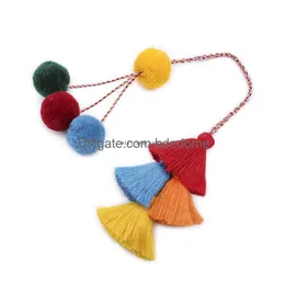 Other Home Decor Plush Ball Tassel Wall Hanging Tapestry Bag Keychain Bohemia Mtilayer Colorf Arts Ornament Drop Delivery Garden Dh16M