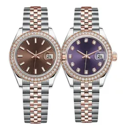 Zegarki diamentowe Klon damski Automatyczna różowa data Rozmiar 36 mm 31 mm 28 mm szafir szklany Wodoodporny Montres pour dames panie lodowane zegarki dla kobiet