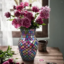 Vase Nordic Pure Handmade Color Mosaic Glass Vase Fashion Homeゲストレストランの装飾フラワーアレンジ