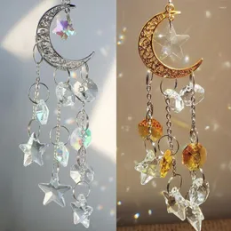 Dekoratif figürinler kristal suncatcher gökkuşağı prizması ay güneş yakalayıcı bahçe dekorasyonu açık güneş bataryaları pencere asılı