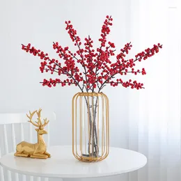 Dekorativa blommor 3st Simulering Red Berry Fruit Artificial Lucky Holly Festival Party Diaplay Arrangement Decoration Flores Branch