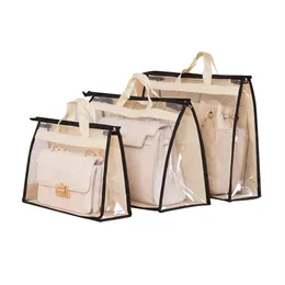 Förvaringspåsar transparent dammväska klar handväska arrangör dammtät handväska hållare garderobsskåp för kopplingskor308x
