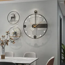 Relógios de parede moderno simples relógio digital decorativo para casa pendurado para sala de estar ferro espanhol moda restaurante ideias