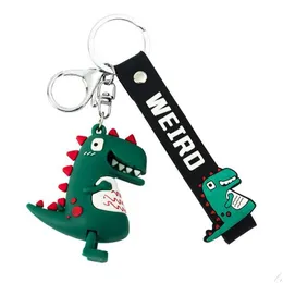 Keychains Lanyards Creative Fashion Cute Dinosaur Keychain Key Ring Cartoon Animal Chain Car Bag Pendant Gift for Girls Drop Deliver Dh58x