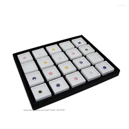 Jewelry Pouches High Quality Gem Display Tray Diamond Holder Gemstone Boxes 20 Cells Organizer Showcase Inside Box 5x5cm