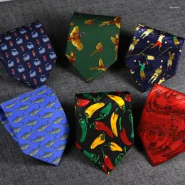 Bow Ties 10cm Mens Wide Tie Dance Cartoon Music Bird Pattern Woven Jacquard Large Necktie Weave Corbatas Vestidos Cravat Neck