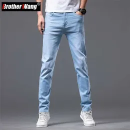 Mäns 6 Color Mens Stretch Skinny Jeans Spring Korean Fashion Casure Cotton Denim Slim Fit Pants Mane Trousers Brand 220813 L230724