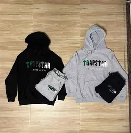 Camisetas masculinas 2023 Marca TRAPSTAR Estampadas Roupas Esportivas Masculinas 15 Cores Quentes Duas Peças Conjunto Moletom Com Capuz Solto Calça Moletom Movimento atual 557ess