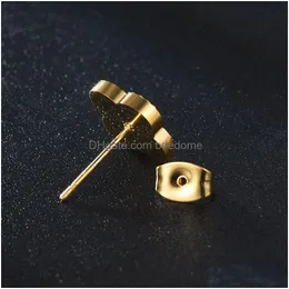 Ohrstecker Rose Gold Herz Ohrringe Quadratisch Rund Edelstahl Linie Ohrringe Für Männer Frauen Hip Hop Modeschmuck Drop Lieferung Dhyxz