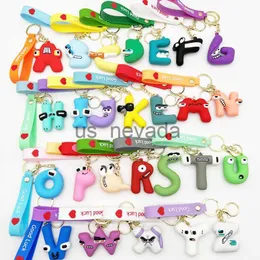 Nyckelringar Lanyards Alfabetet Lore Keychain Toys English Letter Animal Dolls Ornament Pendant Bag For Kids Children Education Födelsedagspresenter J230724